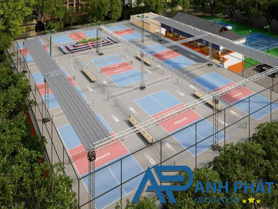 Quy trình thi công lắp đặt mái che sân pickleball chuyên nghiệp